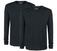 Black Premium by EMP Double Pack Black Long-Sleeve Tops with Crew Neck and V Neck Long-sleeve Shirt black XL