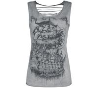 Black Premium by EMP Grey Top with Cut-Outs and Print Top grey L