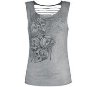 Black Premium by EMP Grey Top with Cut-Outs and Print Top grey L
