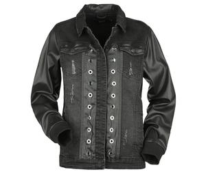 Black Premium by EMP Jeans Jacket With Faux Leather Details Denim Jacket black L