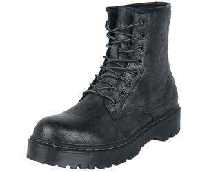 Black Premium by EMP Lace-up boots with crocodile skin pattern Boot black EU38