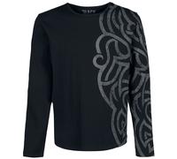 Black Premium by EMP Long-sleeve Shirt with Large Ornamentation Long-sleeved Top black 5XL