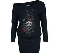 Black Premium by EMP Long-sleeved Dress with skull and roses Mini Dress black M