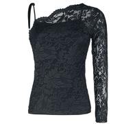 Black Premium by EMP One-Shoulder Lace Shirt Long-sleeved Top black S