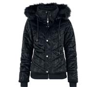 Black Premium by EMP Patterned Velvet Jacket with Faux Fur Hood Winter Jacket black M