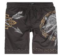 Black Premium by EMP Swim Shorts With Arrow and Wolf Print Swim Shorts black M