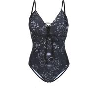 Black Premium by EMP Swimsuit with roses and lace details Swimsuit black L