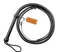 Black Premium cowhide leather bullwhip 3 to 8 feet / 0.9 to 2.4 meter length braided in 12 plaits top grain cowhide Leather whip loaded cracking loud horse riding cattle (8 feet (2.4 meter))