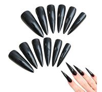 Black Press on Nails, Stick on Nails For Women, Reusable False Nails for Women, Gift for Parties Special Occasions Fall Winter Wear All Hallows' Day Christmas