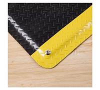 Black Prevent Fatigue Mat With Yellow Border 0.8in Thick, Suitable For Industrial Sites, Warehouses, Workshops(Black,90x150cm/35.4x59.1in)