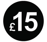 £ Black Price Stickers - 20mm, £15, 80