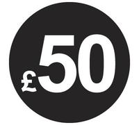 £ Black Price Stickers - 20mm, £50, 80