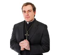 Black Priest Shirt Front with Collar Disguise Kit - Stylish Design, Perfect for Nuns & Vicars, Uniforms, Cosplay, Halloween, Parties, & More Halloween Halloween