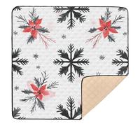 Black Princess Buffalo Plaid Snowflakes Christmas Soft Thick Baby Gym & Activity Mat for Indoor Outdoor Washable Tummy Time Activity Mat for Baby Toddler Infant, 50'' x 50''