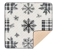 Black Princess Buffalo Plaid Snowflakes Christmas Soft Thick Baby Playmat for Indoor Outdoor Cozy Breathable Tummy Time Activity Mat for Baby Toddler Infant, 50'' x 50''