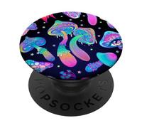 Black Psychedelic Magic Mushrooms Pattern Trippy Phone PopSockets Adhesive PopGrip