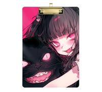 Black Psycho Anime Womens clipboard Standard Hole for Teacher Nursing Size 9 x 12 Gold