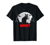 Black Psycho Cat with Knife Full Moon T-Shirt