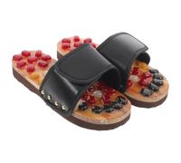 Black PU EVA Massage Slippers for Foot Acupoints Relaxation 35-36 | Precise Sole Arrangement, Walking Massage Support, Soothes Tired Feet, Family and Friends Indoor Use