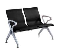 Black PU Leather 2Seat Waiting Room ChairsStylish Reception Area Bench for Office Hospital School Barbershop Airport Furniture