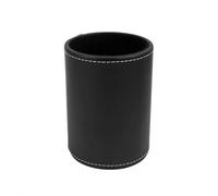 Black Pu Leather Pencil Cup For Desktop Stationery Organizer 8 X 11Cm
