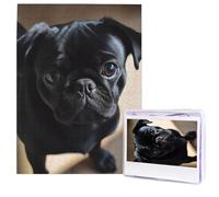 Black Pug Dog Puppy Puzzle for Adults 500 Pieces Personalized Jigsaw Puzzles from Photos, Challenging Puzzle Perfect for Game Nights, Wooden Puzzles Gift for Holiday Birthday