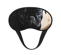 Black Pug Dog Puppy Sleep Mask for Side Sleeper, Blackout Sleep Eye Mask Comfortable Blindfold Eyeshade Soft Breathable Sleeping Mask with Elastic Strap Silk Eye Covers for Travel