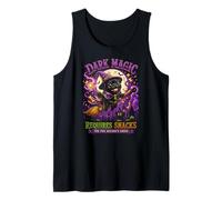 Black Pug Wizard Halloween Dark Magic Requires Snacks Tank Top