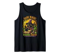 Black Pug Wizard Halloween Dark Magic Requires Snacks Tank Top