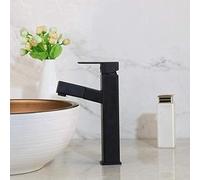 Black Pull Out Bathroom Faucet Vanity Sink Mixer Tap Hot Cold Water Single Lever Kitchen Modern Design for Bath Basin