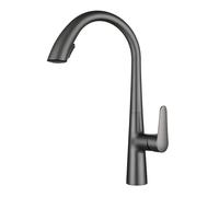 Black Pull Out Kitchen Faucet Swivel Brass Mixer with Hot & Cold Water Single Hole Design Sleek Kitchen Sink Faucet for Easy Cleaning and Modern Style