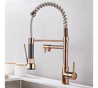 Black Pull Out Sprayer Kitchen Faucet 360° Swivel Mixer Tap Lead Free Copper Flexible Single Handle 2 Spray Modes Modern Spring Design for Easy Cleaning LWX