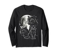 Black Puma Panther 90s Style Vintage Aesthetic Y2K Panther Long Sleeve T-Shirt