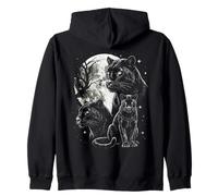Black Puma Panther 90s Style Vintage Aesthetic Y2K Panther Zip Hoodie