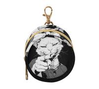 Black Punk Cat White Cool Newborned Girl Pacifier Storage Case with Zipper and Clip Wristlet Wallet, Baby Items Storage Container