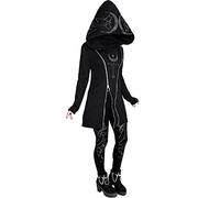 Black Punk Gothic Hoodie Women Long Sleeve Zip Up Hoodie Moon Jacket Top Long Sweatshirts Plus Size Y2k Goth Clothing, Shipping 7 Days