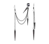Black Tassel Chain Earrings, 1Pairs, Black Punk Long Tassel Chain Ear Cuff Earrings for Men Women, Hippies Gothic Punk Earrings, Long Tassel Earrings, Rock Dangle Drop Earrings for Unisex