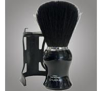 Black Pure Bristle Shaving Brush with black drip stand by men-u
