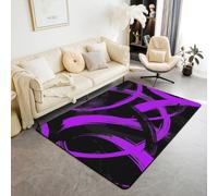 Black Purple Area Rug Abstract Modern Simple Line Indoor Floor Mats Entrance Rugs for Kids Boys Girls Room Decor,Geometric Aesthetic Non Slip Absorbent Carpets, 6'6" x 4'11" (Rectangular)