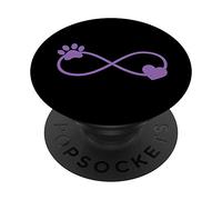 Black Purple Dog Paw Print - Infinity Heart Design PopSockets Swappable PopGrip