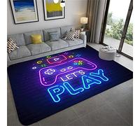 Black Purple Gray Video Game 3D Modern Children's Bedroom Carpet Area Rug Living Room Carpet Large Boy Teenager Gamer Game Room Carpet Decoration Door Mat Bedside Carpet (Purple,80 x 120 cm)