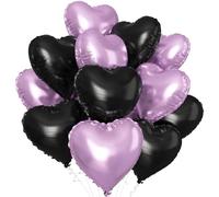 Black Purple Heart Balloons,12Pcs 18Inch Cream Purple Black Heart Shaped Foil Helium Balloons for Baby Shower Birthday Anniversary Wedding Engagement Party Decorations
