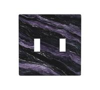 Black Purple Luxury Marble Double Gang Toggle Light Cover Wall Plate Switch Decor Standard Size - 11.4x11.4cm