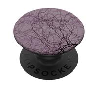 Black Purple Organic Roots - Abstract Generative Tree PopSockets Adhesive PopGrip
