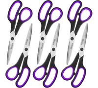 Black-Purple Scissors Pack, Rkqoa 8" Adult Scissors All Purpose - Comfort-Grip Sharp Shears for Office School Sewing Fabric Craft Art Supplies, Teacher/Class Everyday use, Classroom Must have