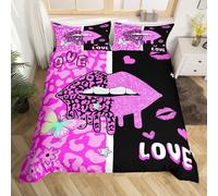 (Black Purple, Single(No Comforter)) King and Queen Crown Duvet Cover Black White Mr Mrs Double Bedding Set For Adults Men Women,His And Hers Couple Comforter Cover Valentine'S Day