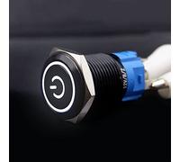 Black Push Button Switch Led Light 16/19/22mm Waterproof Illuminated Metal Flat Latching Momentary With Power 263 5V 12V 220V - (Power Port White/Vol: 9V-24V(12V)/ : 22mm/ SD: Fixed Self-locking)