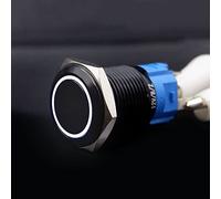 Black Push Button Switch Led Light 16/19/22mm Waterproof Illuminated Metal Flat Latching Momentary With Power 263 5V 12V 220V - (Circle White/Vol: 9V-24V(12V)/ : 16mm/ SD: Momentary Self-reset)