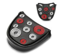 Black Putter Head Covers,Mallet Putter Headcover, With Circle Embroidery Premium Magnetic Closure Half Round For Golf Headcover Magnetic Applies for Odyssey Putter Covers