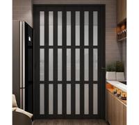 Black PVC Bifold Doors with Handles for Kitchen, Laundry & Bathroom - Space-SavingFolding Doors (58x70in / 147x178cm) - Durable & Stylish Interior Solutions